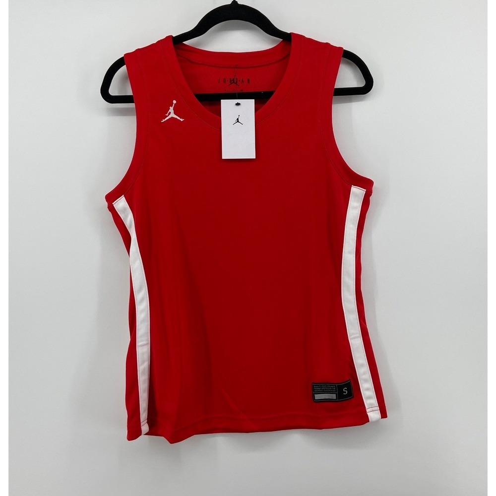 Jordan Womens Basketball Jersey Tank Top Red White Jumpman Small NEW